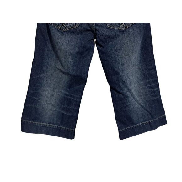 Maurices Distressed Capri Jeans Womens Juniors 5 / 6 Dark Blue Denim Wide Leg - Picture 7 of 10